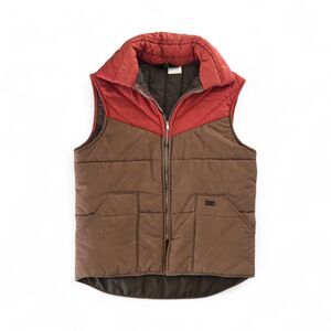 Vintage 80s Wrangler Mens Vest Size Medium Puffer Ski Brown Orange Sleeveless